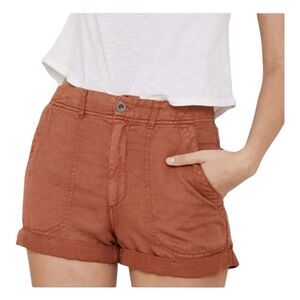 Bella Dahl Linen Blend Rolled Hem Utility Short Sedona Rust 25